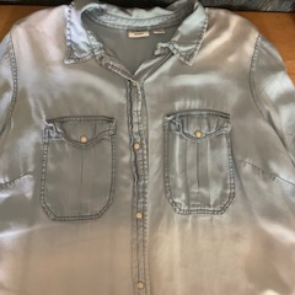 Denim button down top